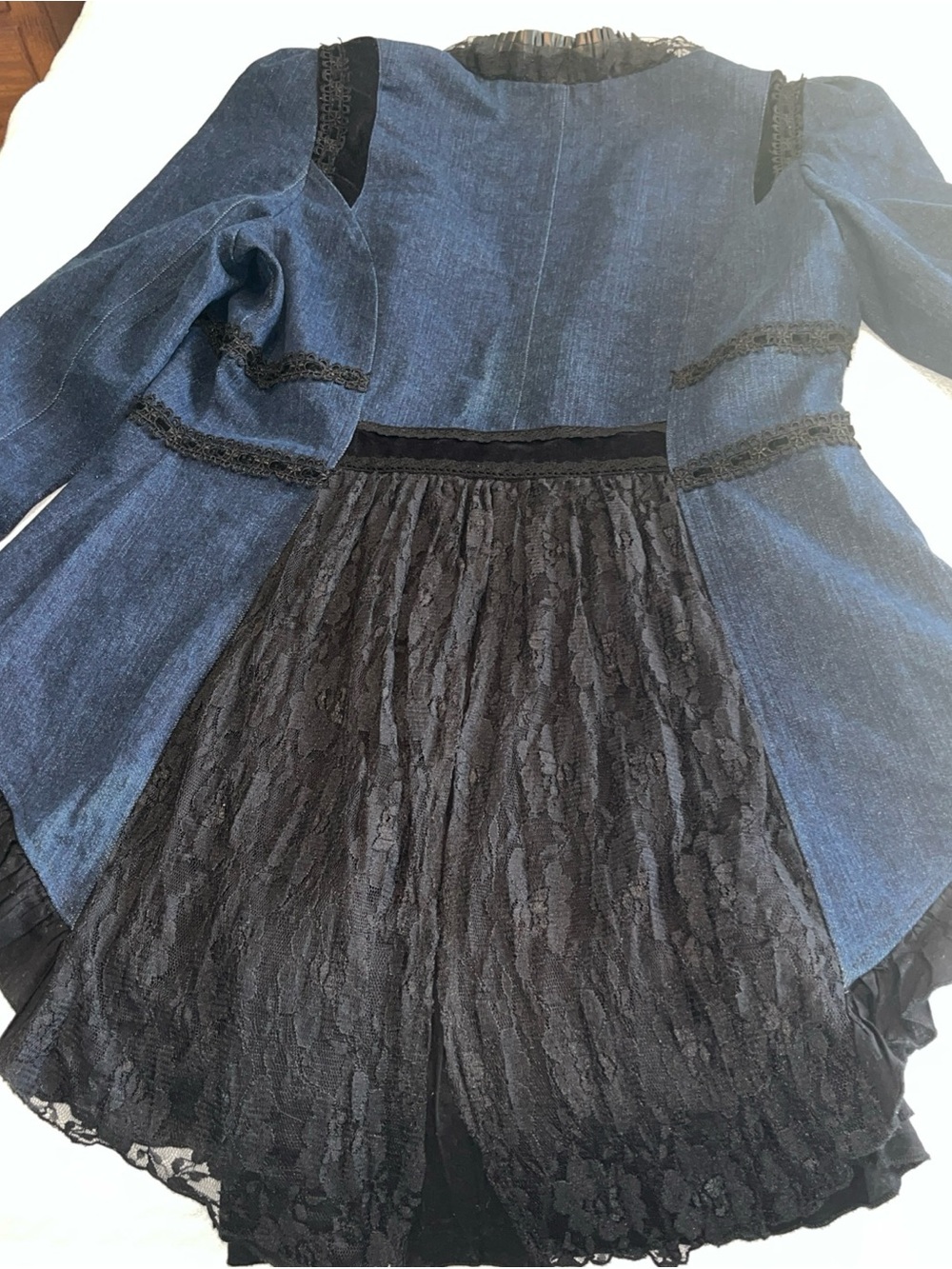 Victorian-Inspired Navy Military Tailcoat Jacket with Black lace Size Large - Picture 10 of 16
